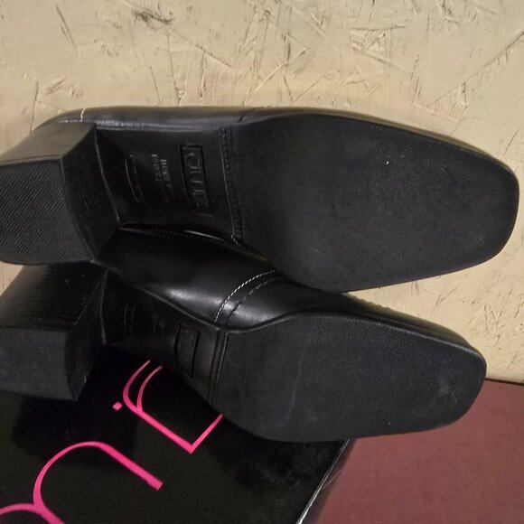 New Womens Black Leather Square Heel Demi Boots 7M 8M - Picture 4 of 5